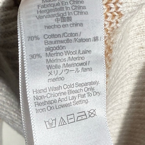 Madewell Pearldale Turtleneck Sweater Windowpane In Cream Size M cotton/wool - Picture 11 of 11